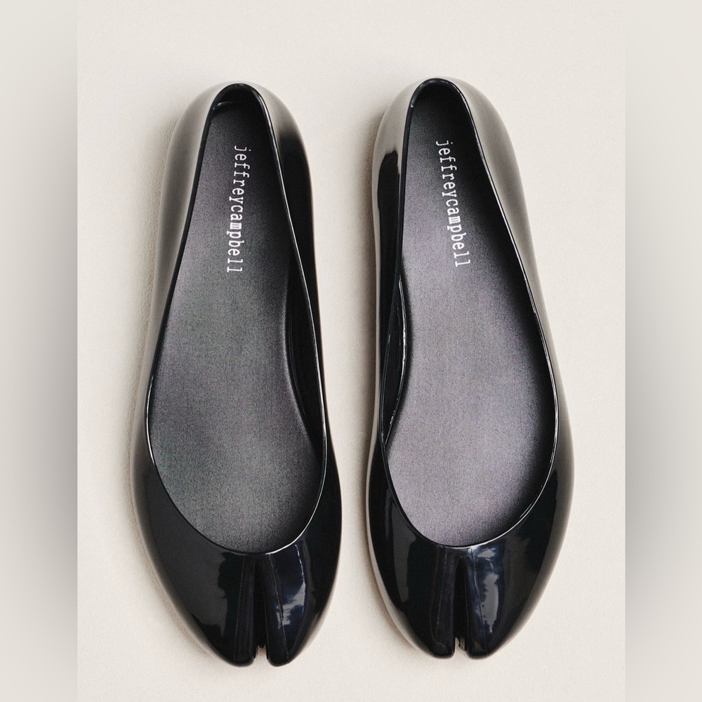 Jeffrey Campbell split toe jelly Black Flats